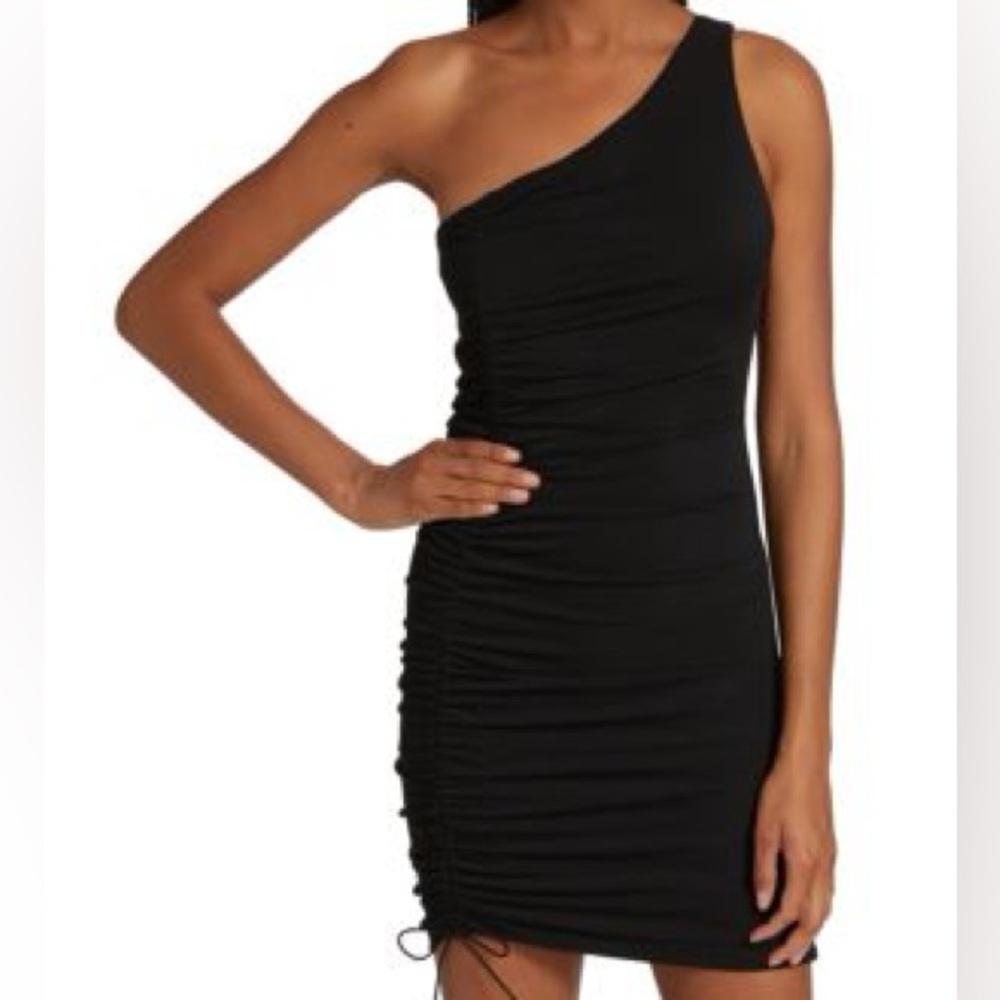 MOVING SALE - Black One-Shoulder Side Ruched Dress